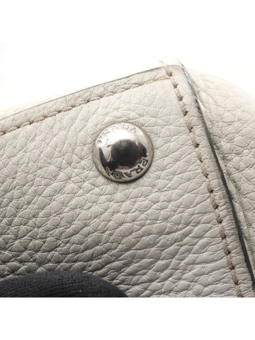 Prada Handbag White Leather Triangle Logo 2-Way Tote - Picture 8 of 11